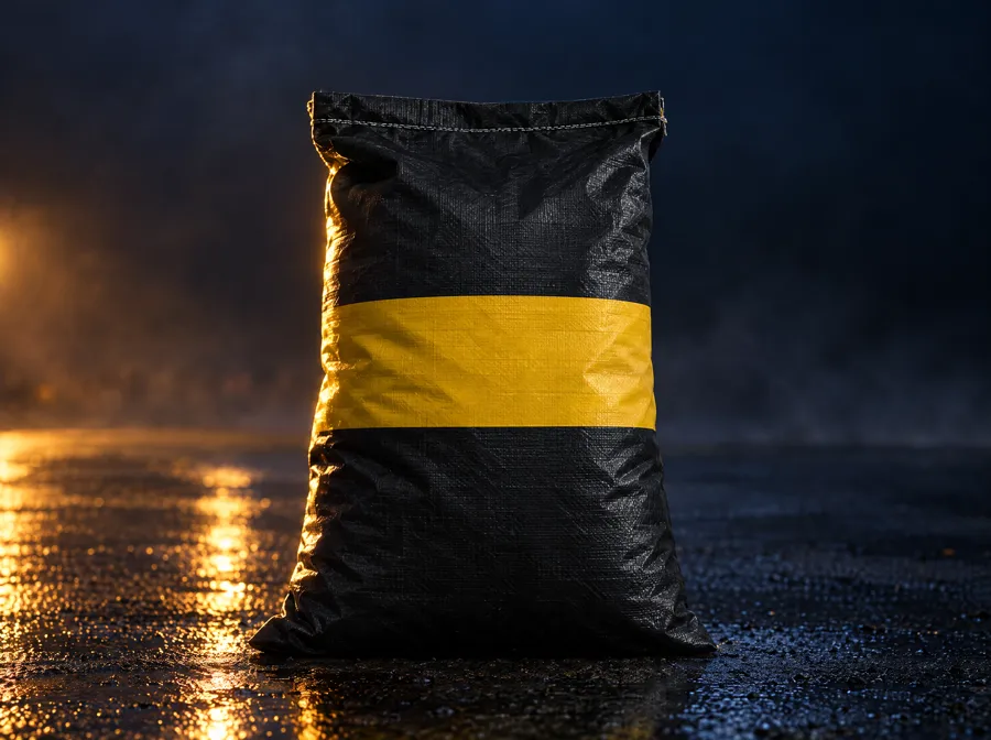 Saco de asfalto en frío BacheFix de 20 kg, negro mate con franja amarilla
